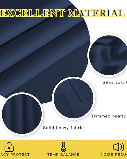 NICETOWN Blackout Curtain and Drape for Kitchen - Thermal Insulated Solid Grommet Top Blackout Panel/Drapery for Kid's Room (Navy, 1 Panel, 52 x 54 inches)