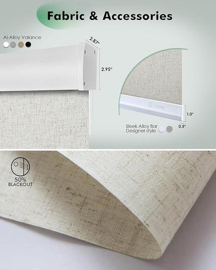 Yoolax Motorized Blinds with Remote, Light Filtering Remote Shades for Windows, Automatic Roller Shades Cordless Electric Blinds for Bedroom Living Room Office, Custom Size (Linen Beige)
