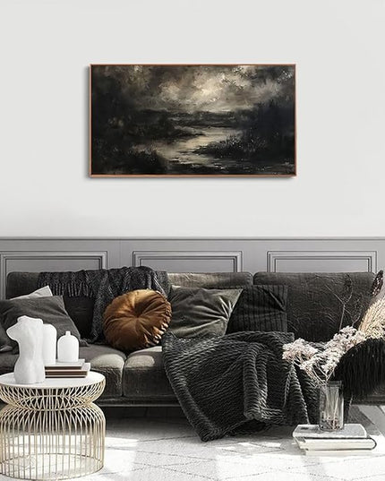 ILLBDR Framed Large Wall Art Moody Wall Decor Dark academia Wall Art Nature Landscape Painting Print Rustic Farmhouse Picture for Living Room Bedroom Office 24"x48"
