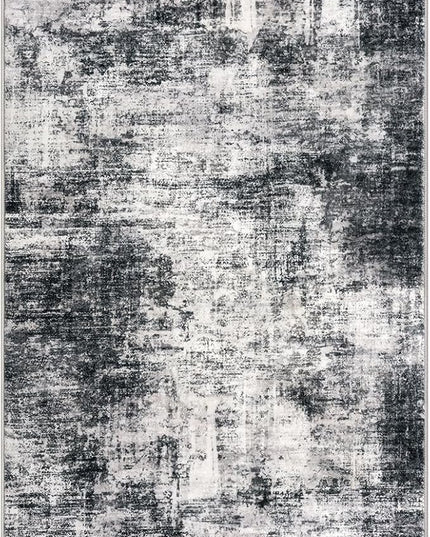 IOHOUZE Abstract Area Rug 3x5 Ft Washable Rugs for Entryway Indoor, Non Slip Kitchen Rug Printed Faux Wool Throw Rugs, Indoor Door Mat for Door Entrance Foyer Living Room, Black Grey