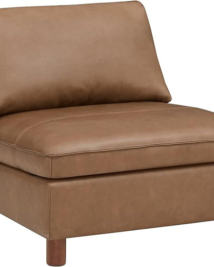 CHITA Super Large Sectional Couches for Living Room, Modular Cloud Couch Sectional Sofa, Premium Genuine Leather Sofa, Down Filled, High Density Foam, Real Leather in Saddle, Armless Chair