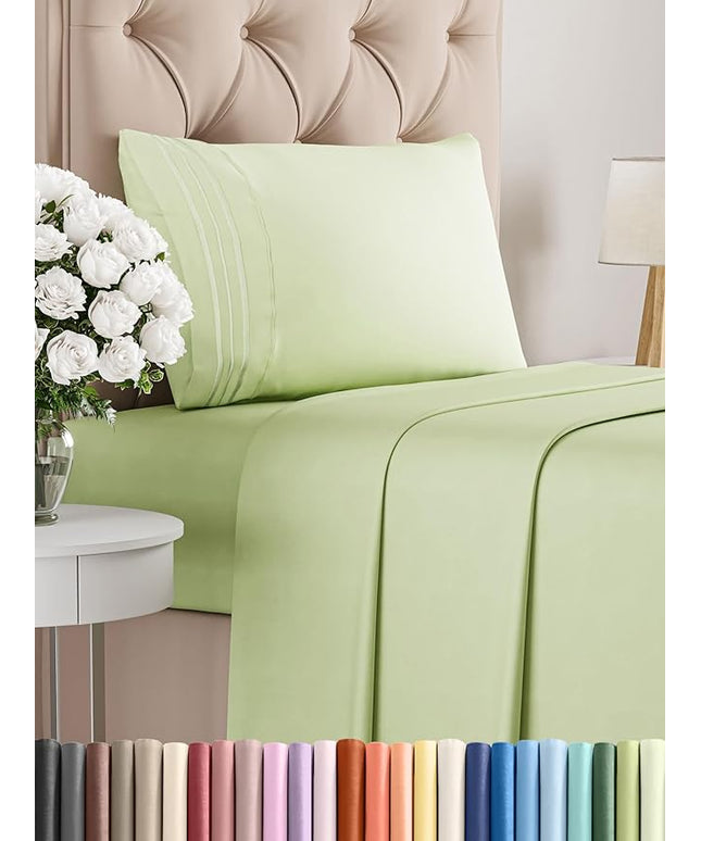 Twin Size 3 Piece Sheet Set - Comfy Breathable & Cooling Bed Sheets Set - Hotel Luxury Bedding for Women, Men, Kids, Teens, Boys & Girls - Deep Pockets and Wrinkle Free - Oeko-Tex - Light Sage Green
