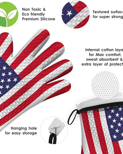 KITCHEN PERFECTION Silicone Smoker Oven Gloves -Extreme Heat Resistant BBQ Gloves -Handle Hot Food Right on Your Smoker Grill Fryer Pit|Waterproof Oven Mitts Grill Gloves |Superior Value Set+3 Bonuses