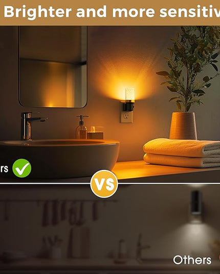 L LOHAS LED Night Light, Dimmable Night Lights Plug into Wall, 2 Pack Automatic Night Lights with Auto Light Sensor, Adjustable Brightness 1800K Amber LED Night Light, for Bedroom Hallway Home