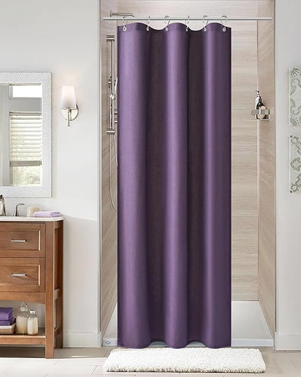 Naturoom Purple 36 Inch Shower Curtain - Stall Narrow Half Linen Ultra Thick Fabric Shower Curtain Set with Hooks, Boho Farmhouse Rustic RV Camper Bath Curtains for Bathroom, 36x72