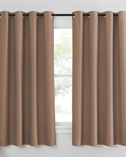 NICETOWN Blackout Curtains 63 inches Length - (Cappuccino Color) Thermal Insulated Room Darkening Drape for Villa/Apartment/Rental Room, 52 inches Wide by 63 inches Long, 1 Piece