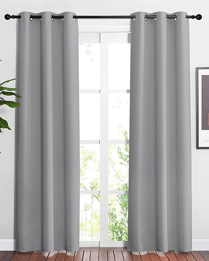 NICETOWN Room Darkening Curtains for Living Room - Easy Care Solid Thermal Insulated Grommet Light Blocking Vertical Drapes for Bedroom (Silver Grey, W37 x L84, 2 Panels)