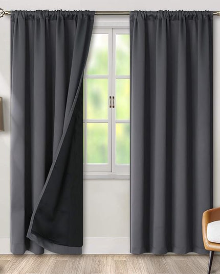 BGment Grey Blackout Curtains 84 Inch Length 2 Panels Set for Bedroom, 100% Room Darkening Thermal Insulated Dark Curtains for Living Room Soundproof Window Curtains, 52 Inch Wide