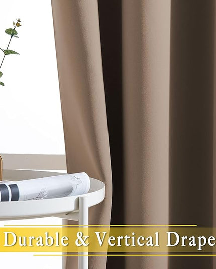 NICETOWN Blackout Curtain for Sliding Door, Grommet Top Thermal Insulated Bedroom Window Curtain Sound Dampening Drape for Patio Door/French Door (Cappuccino, 1 Panel, 80" W x 90" L)
