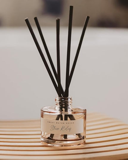 Sweet Water Decor Stress Relief Reed Diffuser – Room Decor Aesthetic with Long-Lasting Premium Fragrance of Lemon, Orange, Eucalyptus, Parsley, Lavender, and Sage for 4 Months – Ideal for Home Decor