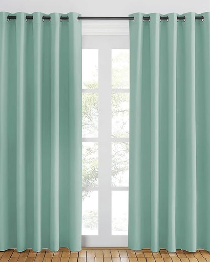 NICETOWN Aqua Blue Blackout Curtains 84 inch Length, Grommet Top Room Darkening Drapes for Bedroom Living Room, Light Blocking Window Covering for Privacy (W66 x L84 Inch, 1 Panel)
