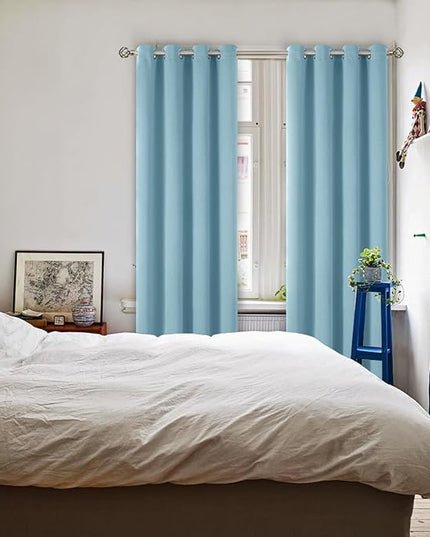 BGment Room Darkening Curtains 95 Inches Long - Grommet Thermal Insulated Drapes Window Treatment Curtains for Bedroom, 2 Panels, 52 x 95 Inch, Greyish Blue