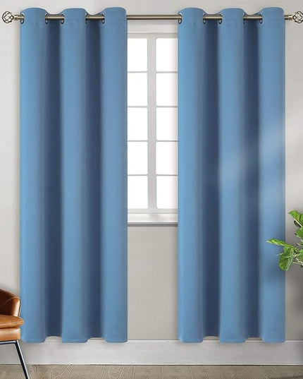 BGment Blackout Curtains for Bedroom - Grommet Thermal Insulated Room Darkening Curtains for Living Room, Set of 2 Panels (38 x 84 Inch, Faded Denim)