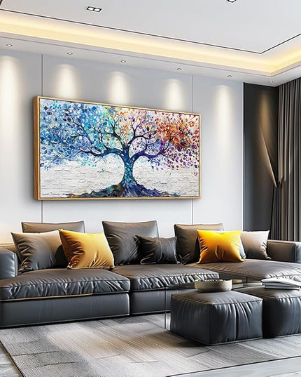ERQINHUA Large Canvas Wall Decor Art For Bedroom Wall Art For Living Room Wood Framed Modern Restaurant Office Colorful Wall Painting Tree Abstract Pictures Canvas Prints Home Decorations 30x60 In