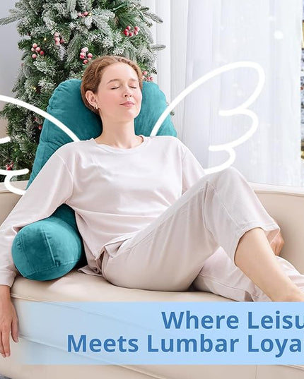 Sasttie 25-inch Reading Pillows for Sitting in Bed Adult, Jumbo Velvet Back Pillow Bed Sitting Up, XL High Back-Rest Support Cushion for Sit Up on Couch & Floor, Oeko-Tex Certified, Teal Blue