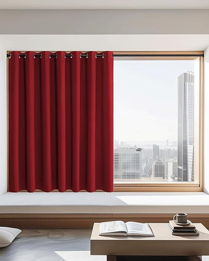 NICETOWN Blackout Curtain 72 inches Long, Grommet Privacy Window Treatment Thermal Insulated Room Darkening Sliding Glass Door Drape for Bedroom, 1 Panel, W100 x L72, Burgundy Red