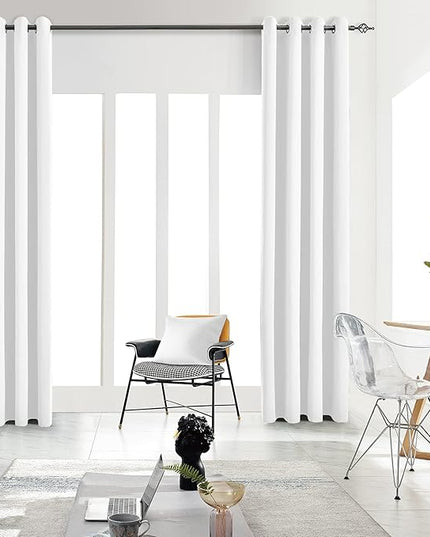 Blackout Curtains for Bedroom Thermal Insulated Light Blocking Room Darkening Curtains Solid Grommet Window Drapes for Living Room, Set of 2 Curtain Panels 42 W x 63 L inch Long Ash White