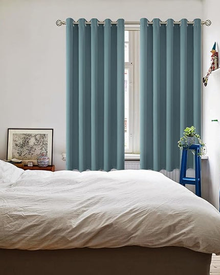BGment Room Darkening Curtains 63 Inches Long - Grommet Thermal Insulated Drapes Window Treatment Curtains for Bedroom, 2 Panels, 70 x 63 Inch, Stone Blue