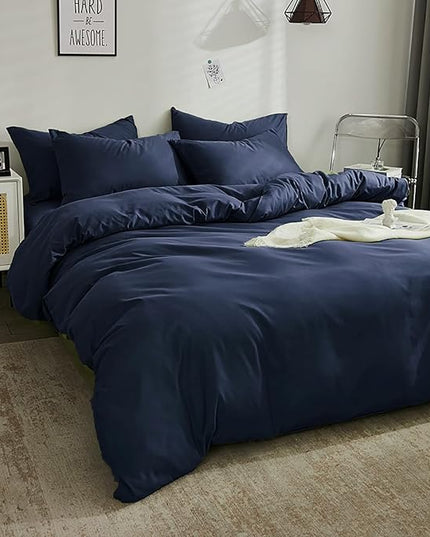 Luxlovery Navy Comforter Set Twin Modern Solid 3 Piece Bedding Sets Comfy Soft Blanket Quilts Lightweight Bedding Comforter Set for Women Boys Men Teens Adults