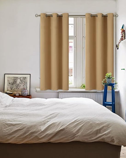 BGment Blackout Curtains - Grommet Thermal Insulated Room Darkening Bedroom and Living Room Curtains, Set of 2 Curtain Panels (38 x 54 Inch, Khaki)