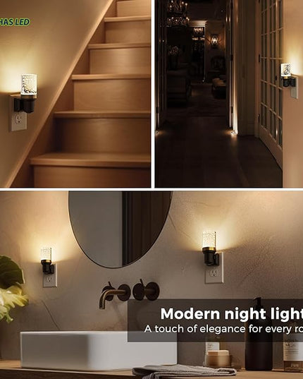 L LOHAS LED Night Light, Dimmable Night Lights Plug into Wall, 2 Pack Automatic Night Lights Plug in with Auto Light Sensor, Adjustable Brightness 3000K LED Night Light, for Bedroom Hallway Home Decor
