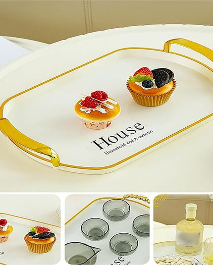 Pack of 3 Reusable Stackable Trays with Handles Sturdy for Home Organization and Storage Space Saving Tray