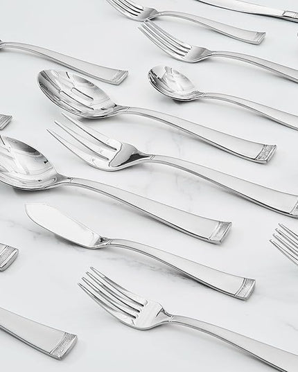 KINGSTONE Silverware Set, 30-Piece Flatware Set for 6, 18/10 Stainless Steel Cutlery Set with Bead Edge, Utensil for Kitchen, Home, Party, Wedding, Mirror Polished, Dishwasher Safe