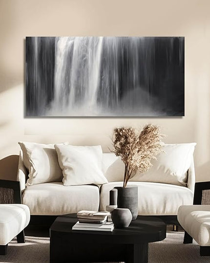 Abstract Waterfall Picture Living Room Decor Abstract Wall Art Black and White Artwork Modern Office Home Decor 20X40 Inch