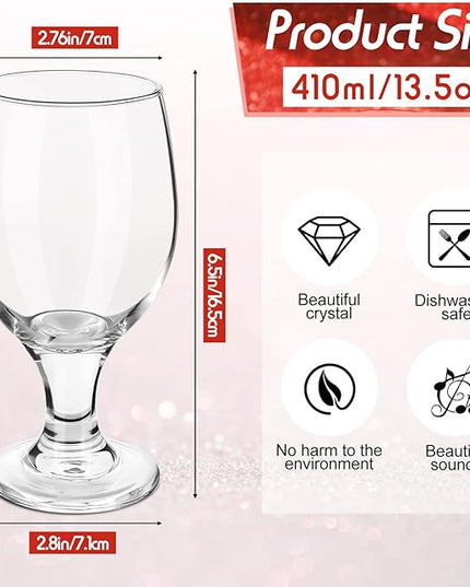 Patelai Set of 48 Clear Glasses 13.5 oz Water Goblet Glass Stemmed Water Glasses for Juice Wine Beer Tea Milk Cold Beverages Drinks Dishwasher Safe