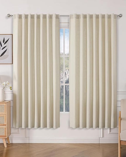 Joydeco Linen Curtains 72 Inch Length 2 Panels Set, Light Filtering Living Room Curtains (W52 x L72 Inch, Pistachio Shell)