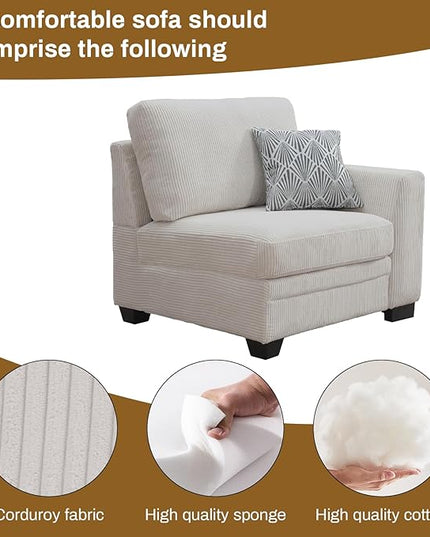 Legend Vansen Oversized Modular Sectional Sofa,6 Seat U Shaped Couch with Ottoman,Corduroy Sofa with Deep Seat,Convertible Large Sectional Couches for Living Room(Cream, U-6)