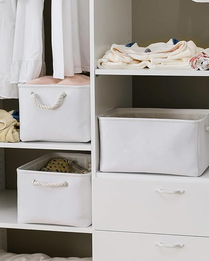 TheWarmHome Fabric Storage Bin, Large 1 Pack 15.7L*11.8W*8.3H Storage Basket for Home Storage and Organization, Shelf Basket with Cover for Living Room Bedroom Closet（White