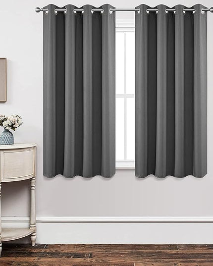 Joydeco Blackout Curtains 54 Inch Length 2 Panels Set, Thermal Insulated Long Curtains& Drapes 2 Burg, Room Darkening Grommet Drapes for Living Room Bedroom Window (W52 x L54 Inch, Light Grey)