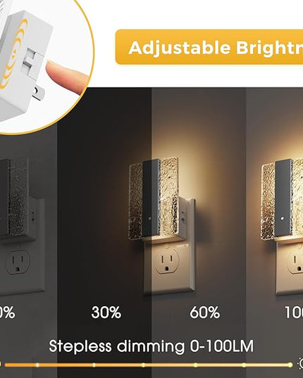 L LOHAS LED Night Lights Plug Into Wall, Night Light with Dusk-to-Dawn Sensor, Dimmable Decorative LED Nightlights, 0-100LM 3000K Adjustable Brightness for Bathroom, Hallway, Bedroom,Stairway