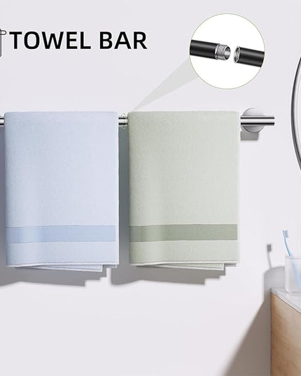 TURS Brushed 5 Piece Bathroom Hardware Set, SUS304 Stainless Steel Bath Towel Bar Set, Bathroom Towel Rack Set Wall Mounted