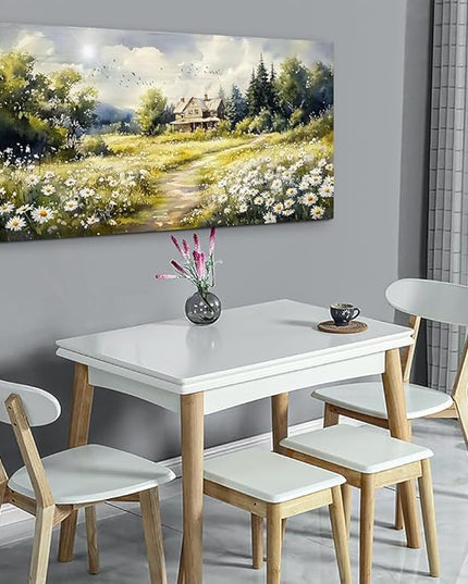 ERQINHUA Large Wall Art For Living Room Canvas Wall Decor For Bedroom Field Scenery Flower Watercolour Painting Office Decorations Stretched And Framed Wall Pictures Artwork Home Decor 30"X60"