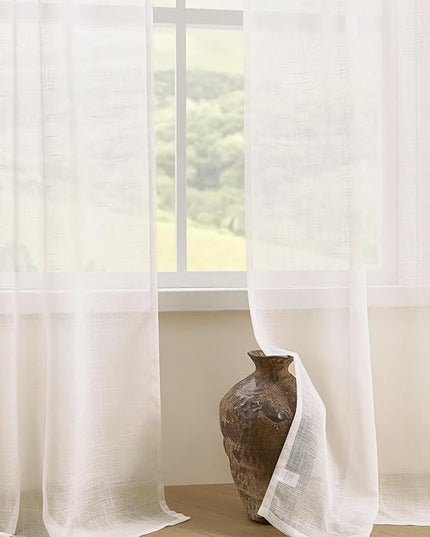 Joydeco Sheer Curtains 72 Inches Long, Cream Curtains for Living Room 2 Panels Set, Ivory Curtains Window Privacy Assured with Light Filtering(W52 x L72 Inch,Ivory)