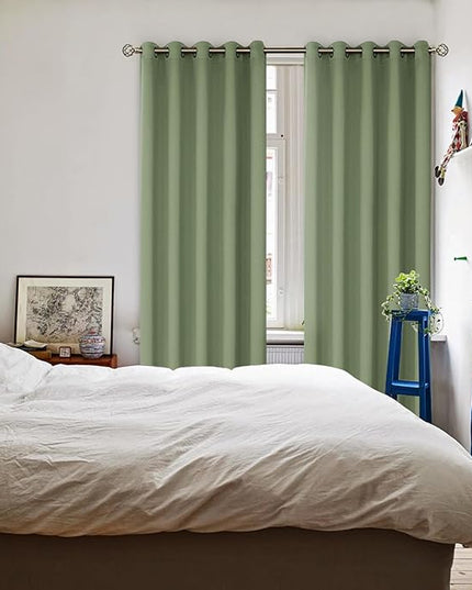 BGment Room Darkening Curtains 84 Inches Long - Grommet Thermal Insulated Drapes Window Treatment Curtains for Bedroom, 2 Panels, 70 x 84 Inch, Grass Green