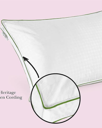 Kate Spade New York Firm/Extra Firm Pillow 20" x 28", Adjustable Down Alternative Pillow with 2" Gusset for Maximum Loft, Best for Back or Side Sleepers, Queen, White