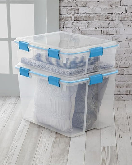 Sterilite 16-Pack Gasket Box, Weather-Resistant Storage Bins with Latching Lids, 80 Quart - Heavy-Duty Organizing Containers for Closet, Bathroom, and Office