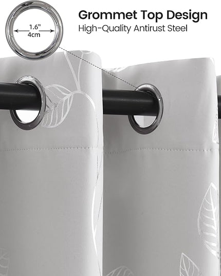 BUHUA Short Blackout Curtains for Kitchen, Half Window Treatment for Bedroom Energy Saving Privacy Shade for RV Camper Bathroom Basement, W38 x L40 inches, Greyish White, 2 Panel Set