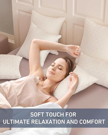 Leeden 20x20 Pillow Inserts Set of 2 - Soft and Fluffy Square Decorative Pillow Forms for Couch, Bed, Sofa - 20 Inch Premium Insert (Beige, Pack of 2)