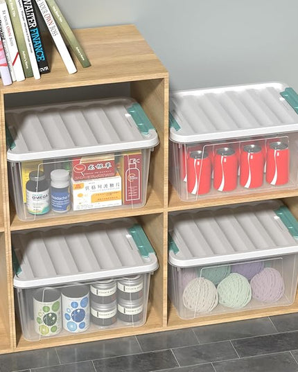 Readsky 4 Packs Clear Storage Latch Boxes, 20 Quart Plastics Storage Bins with Lids, Stackable