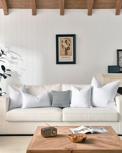 24x24 Euro Throw Pillow Inserts-Down Feather Pillow Inserts-Cotton Fabric-Set of 2-White.