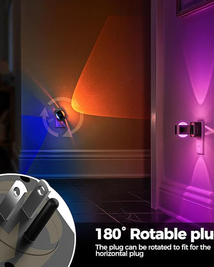 Briignite Night Light Projector, RGB Color Changing Night Light for Kids, 180° Rotating Night Lights Plug into Wall, Dusk to Dawn Sensor, RGB Ambient Lighting for Gaming Room Bathroom Gifts, 2 Pack