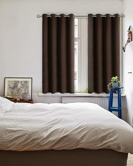 BGment Blackout Curtains for Living Room - Grommet Thermal Insulated Room Darkening Curtains for Bedroom, 2 Panels of 52 x 54 Inch, Brown