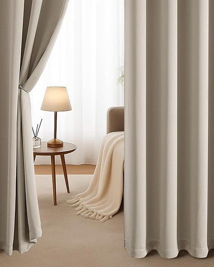 Simplebrand Stone Extra Long 10ft Curtains for Patio 120 Inches Long 2 Panels Set, Room Darkening Light Blocking Solid Thermal Insulated Energy Saving Grommet Noise Reducing Curtains, 50 Wx120 L