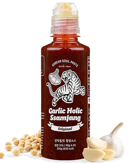 Korean Garlic Holic Ssamjang - Spicy and Sweet Seasoned Bean Paste for Korean BBQ Essential, Barbecue Dipping Sauce, Mix of Gochujang & Deonjang - Vegan, Non-GMO, 10.1 oz.