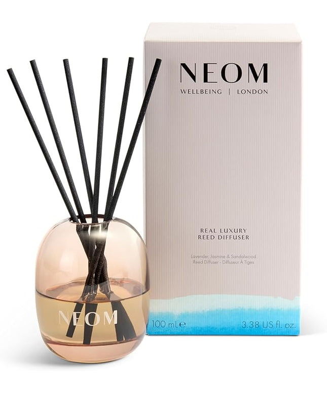 NEOM Real Luxury Reed Diffuser,100ml | Lavender, Jasmine & Sandalwood I 100% Natural Fragrances I Last up to 12 Weeks I Refillable and Reusable