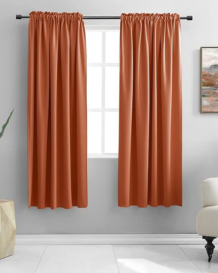 DONREN Terracotta Orange Draperies Curtains for Bedroom - 2 Panels Window Shades Light Blocking Insulated Thermal Curtain Panels for Women Room, 52 x 72 Inch Length